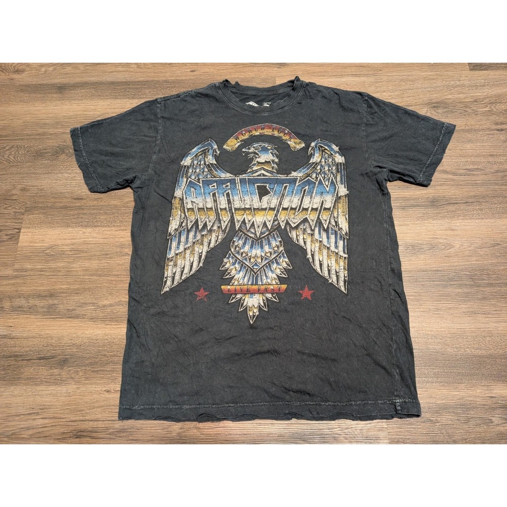 Affliction American Metal T-Shirt Mens Large Black World Tour Graphic Distressed